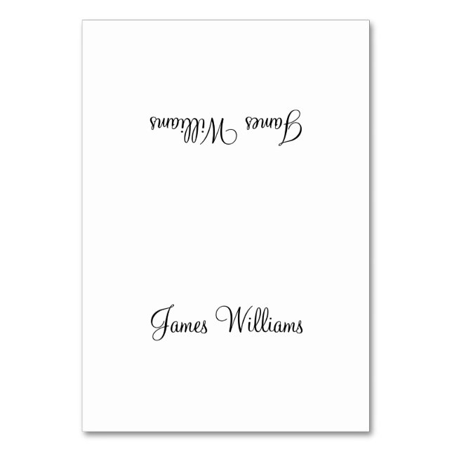 Custom White Black Simple Place Setting Cards (Front)