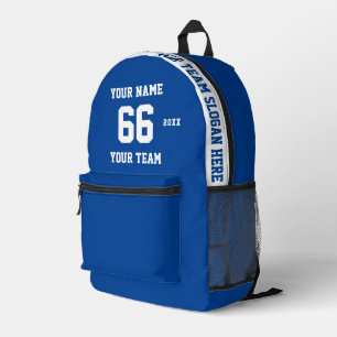 Custom white blue Name, Number, Team Sport Printed Backpack