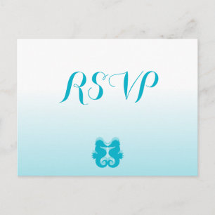 Custom White Blue Seahorse Wedding RSVP Postcards