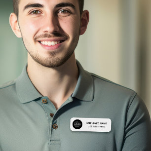 Custom White Business Logo Employee Name Tag