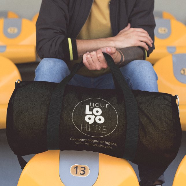 Custom White Business Logo On Black Duffel Bag (Creator Uploaded)