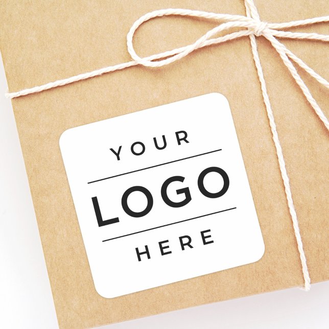 Custom White Business Logo Promo Square Sticker (Creator Uploaded)
