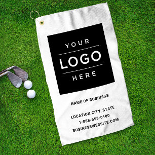Custom White Business Name and Logo Golf Towel