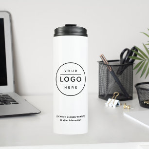 Custom White Business Name and Logo Thermal Tumbler
