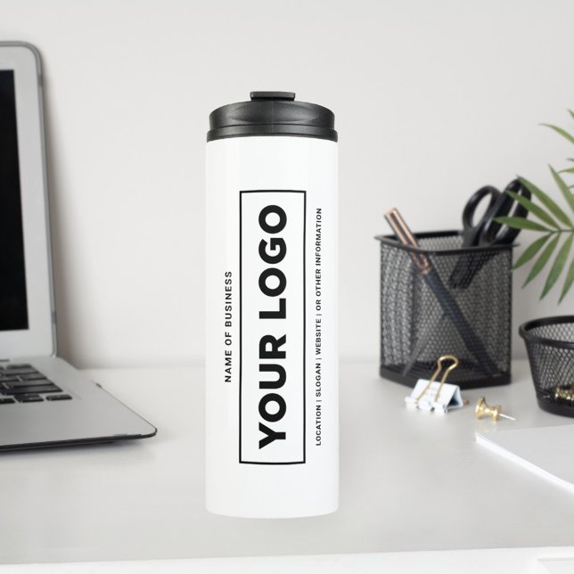 Custom White Business Name and Logo White Branded Thermal Tumbler (Creator Uploaded)