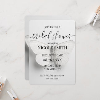 Custom White Butterfly Bridal Shower Invitation