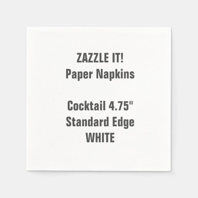 Custom WHITE Cocktail Paper Napkins Blank (Front)