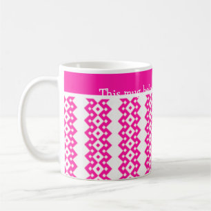 Custom White Coffee Mug, Candy Pink Geometric Mug