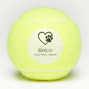Custom White Design Dog Ball "Toss, Fetch, ..."