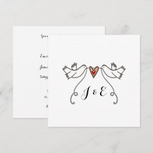 Custom White Doves Love Heart Wedding Invitation