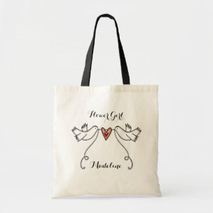 Custom White Doves Wedding Bridal Shower Hen Do Tote Bag
