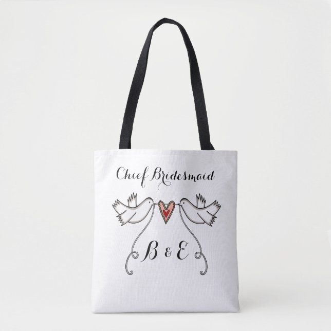 Custom White Doves Wedding Bridal Shower Hen Do Tote Bag (Front)
