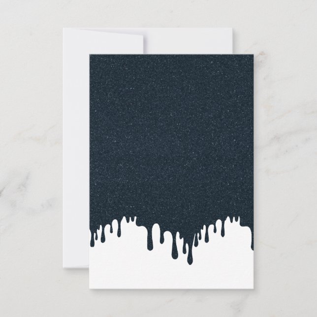 Custom White Drip RSVP Card – Charcoal Texture Art (Front)