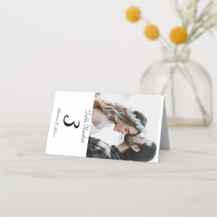 Custom White Elegant Calligraphy Photo Wedding  Place Card