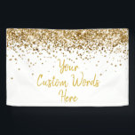 Custom White Gold Birthday Party Photo Booth Prop Banner<br><div class="desc">Birthday party photo booth banner, custom welcome sign backdrop tapestry, bachelorette trip prop sweet 16, quinceanera 40th 50th personalised 30th, 21st 16th fifteen sixteen twenty-fifth, twenty first 18th 15th 25th, for anniversary eighteenth twinkle wife, white and gold glitter daughter, bridal shower hen night weekend, wedding reception sparkly trip, sparkle them...</div>