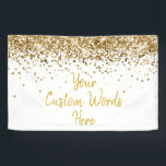 Custom White Gold Birthday Party Photo Booth Prop Banner<br><div class="desc">Birthday party photo booth banner, custom welcome sign backdrop tapestry, bachelorette trip prop sweet 16, quinceanera 40th 50th personalised 30th, 21st 16th fifteen sixteen twenty-fifth, twenty first 18th 15th 25th, for anniversary eighteenth twinkle wife, white and gold glitter daughter, bridal shower hen night weekend, wedding reception sparkly trip, sparkle them...</div>