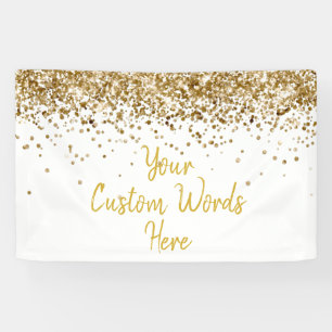 Custom White Gold Birthday Party Photo Booth Prop Banner
