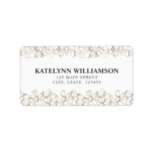 Custom White Gold Floral Return Address Label