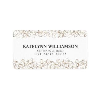 Custom White Gold Floral Return Address Label