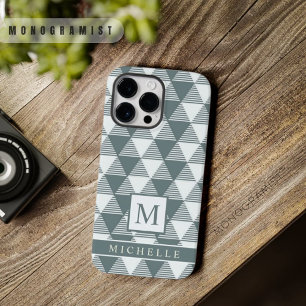 Custom White Grey Triangle Stripes Geometric  Case-Mate iPhone 14 Pro Max Case