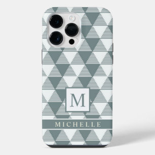 Custom White Grey Triangle Stripes Geometric iPhone 14 Pro Max Case