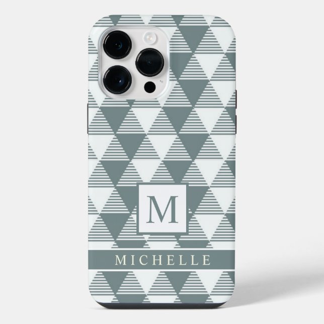 Custom White Grey Triangle Stripes Geometric  iPhone Case (Back)