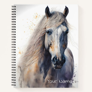 Custom White Horse Watercolor Notebook