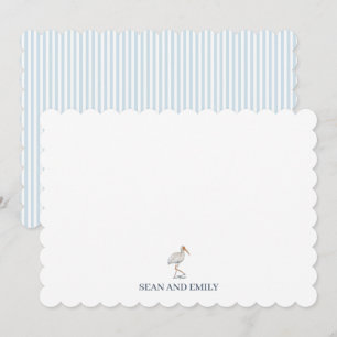 Custom White Ibis Bird Watercolor Nautical Beach Thank You Card