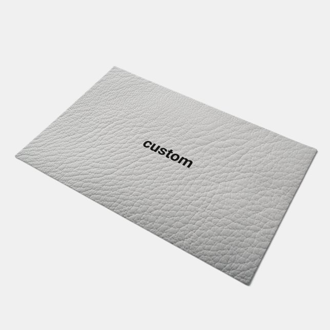 Custom white Leather abstract Doormat (Angled)