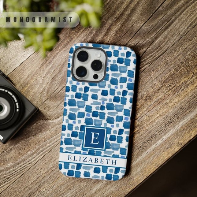 Custom White Light Dark Blue Abstract Pattern iPhone Case (Custom White Light Dark Blue Abstract Pattern iPhone Case)