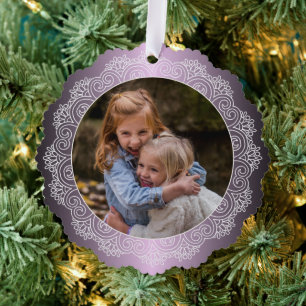 Custom White Mandala Wreath Faux Purple Pink Metal Tree Decoration Card