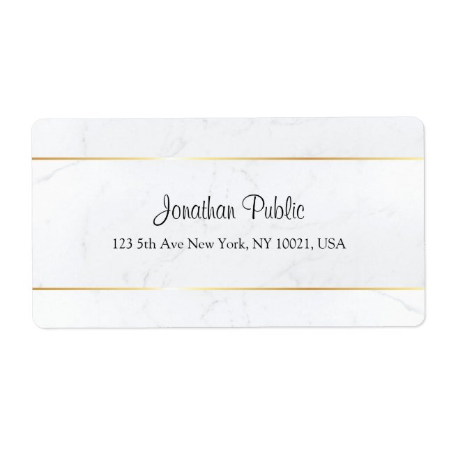 Custom White Marble Faux Gold Hand Script Template (Front)