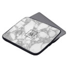 Custom white marble stone monogram laptop sleeve