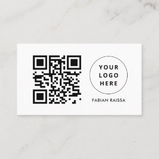 Custom White Modern Business Logo and QR Code Card
