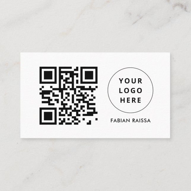 Custom White Modern Business Logo and QR Code Card (Back)
