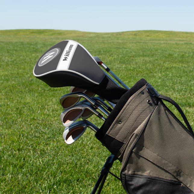 Custom White Monogram Name Golf Head Cover (In Situ)