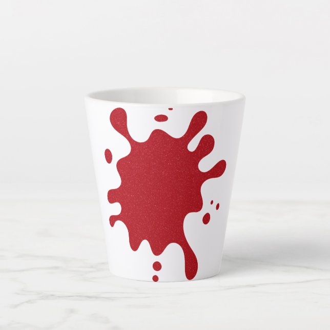 Custom White Mug with Tomato Red Splat Design (Front)