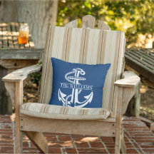 Custom White Nautical Anchor On Dark Navy Blue