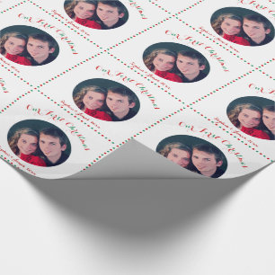 Custom White Our First Christmas Wrapping Paper