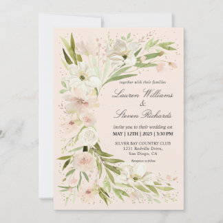 Custom White Pastel Pink Whimsical Romantic Corner Invitation