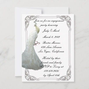 Custom White Peacock Engagement Party Invitation