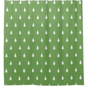 Custom White Pine Tree Pattern Green Woods Vintage Shower Curtain
