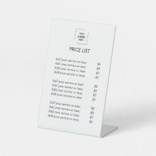 Custom White Price List   Modern Business Logo  Pedestal Sign