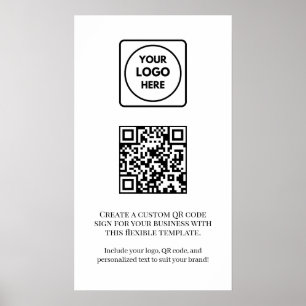 Custom White QR Code Professional Business Poster