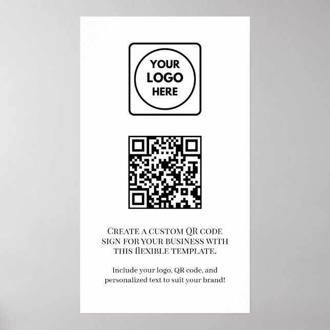 Custom White QR Code | Professional Business  Poster (Front)