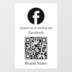 Custom White QR   Facebook Review Business Display Window Cling