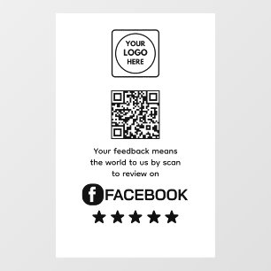 Custom White QR Facebook Review Business Display Window Cling