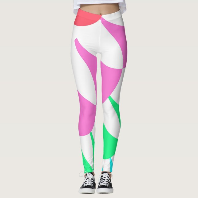 Custom White Rainbow Scales Leggings (Front)