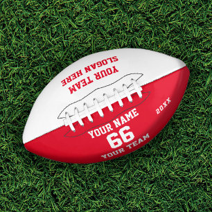Custom white red Football with Name, Number, Team American Football