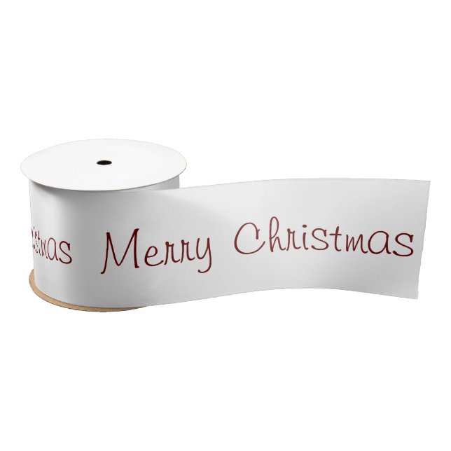 Custom white red Merry Christmas Satin Ribbon (Spool)